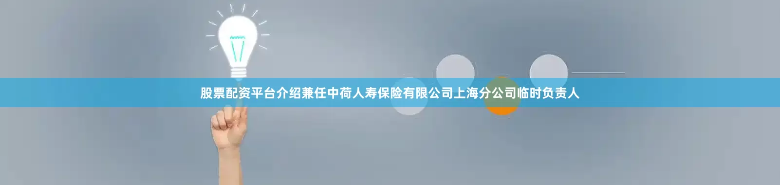 股票配资平台介绍兼任中荷人寿保险有限公司上海分公司临时负责人